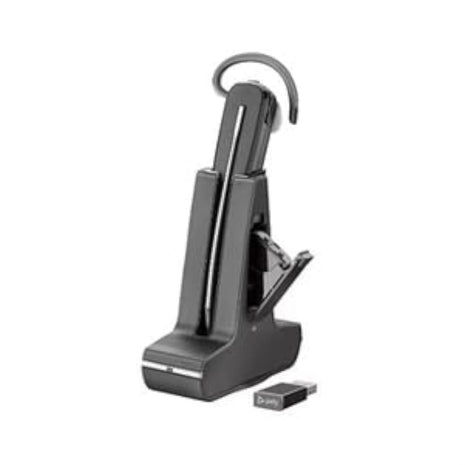 Poly SAVI 8200 UC 8245 Headset - Mono, Stereo - USB Type A - Wireless - DECT - 449.5 ft - 32 Ohm - 20 Hz - 20 kHz - Over-The-Ear - Monaural - in-Ear - Noise Cancelling Microphone - Black