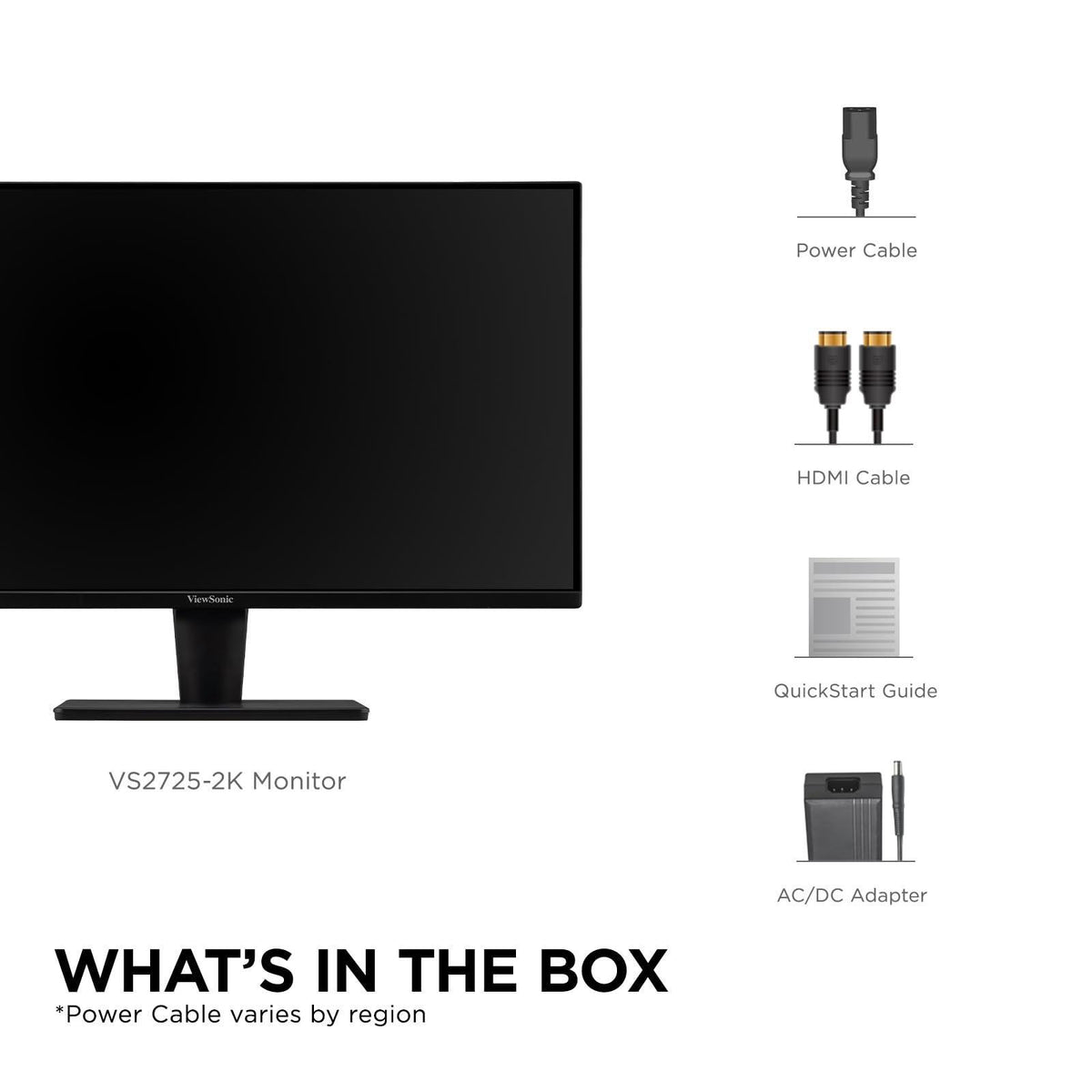 ViewSonic VS2725-2K 27 Inch QHD 1440p Monitor with 100Hz, HDMI, DisplayPort, and Variable Refresh Rate for Home and Office