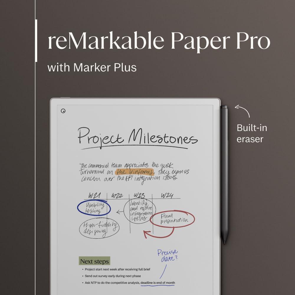 reMarkable Paper Pro Bundle – Includes 11.8” reMarkable Paper Tablet, and Marker Plus Pen with Eraser