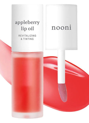 NOONI Korean Lip Oil - Appleberry | Long-Lasting, Moisturizing, Plumping, Revitalizing for Dry Lips, Waterproof, No Peel Off, Hydrating Nourishing Crystal Clear Lip Stain, Stocking Stuffers 0.12 FL Oz