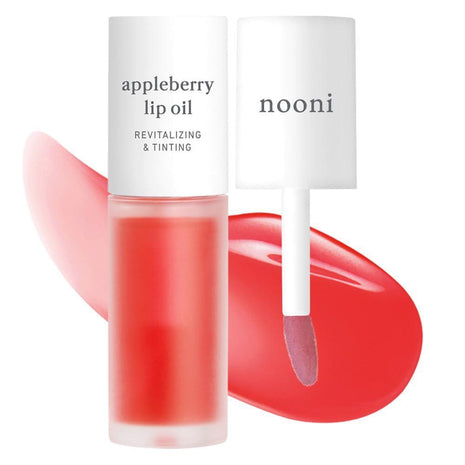 NOONI Korean Lip Oil - Appleberry | Long-Lasting, Moisturizing, Plumping, Revitalizing for Dry Lips, Waterproof, No Peel Off, Hydrating Nourishing Crystal Clear Lip Stain, Stocking Stuffers 0.12 FL Oz