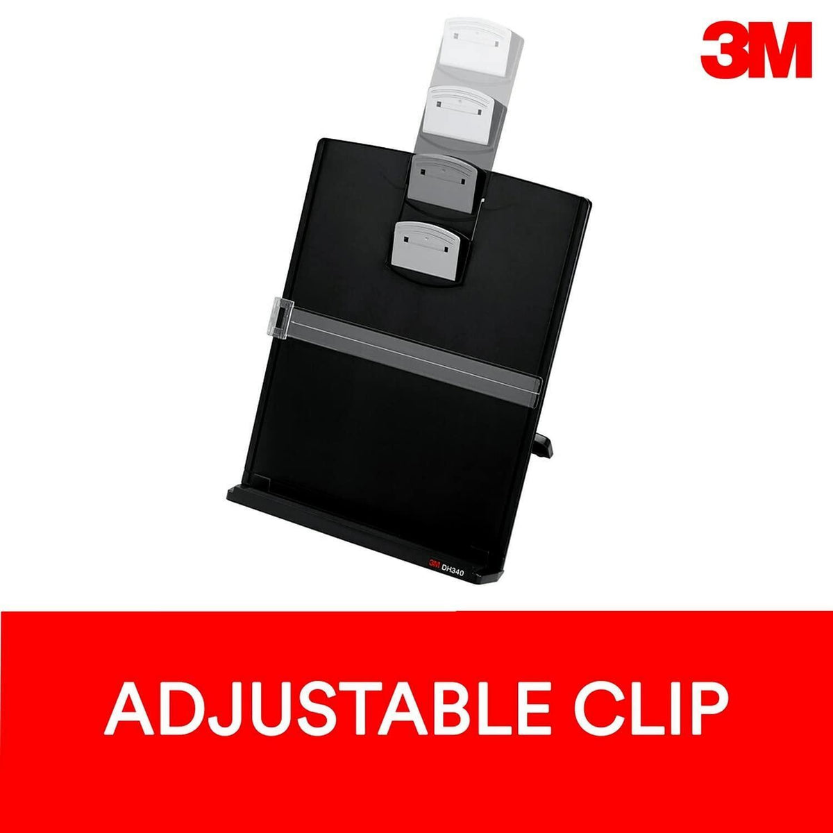 DH340MB 3M Fold-Flat Freestanding Desktop Copyholder, Plastic, 150 Sheet Capacity, Black