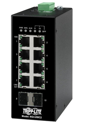 Tripp Lite Industrial 8 Port Ethernet Network Switch 10/100 Mbps -40° to 167°F Temperature Range Unmanaged TAA Compliant DIN Mount (NGI-U08C2)