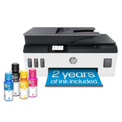 HP Smart Tank Plus 651 Wireless All-in-One Printer, Ink Tank Printer-for-Home Use, 2 Years of Ink Included Auto Document Feeder, Mobile Print, Scan, Copy, Fax, an EcoTank Alternative (7XV38A)