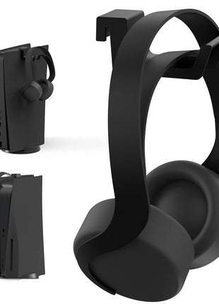 NexiGo PS5 Headphone Holder, [Minimalist Design] Mini Headphone Hanger with Supporting Bar, for Sony PlayStation 5 Gaming Headset, Black