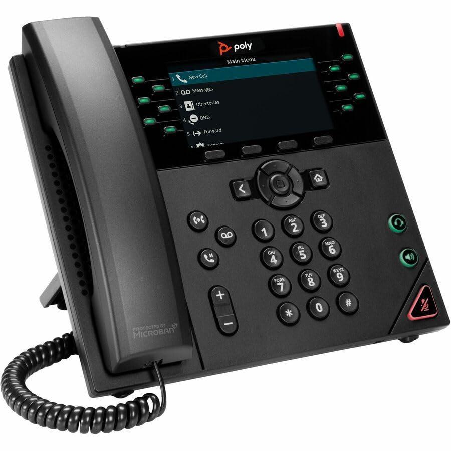 Poly VVX 450 12-Line IP Phone and PoE-Enabled - Corded - Corded - Wall Mountable, Desktop - Black - VoIP - 4.3" - 2 x Network (RJ-45) - PoE Ports