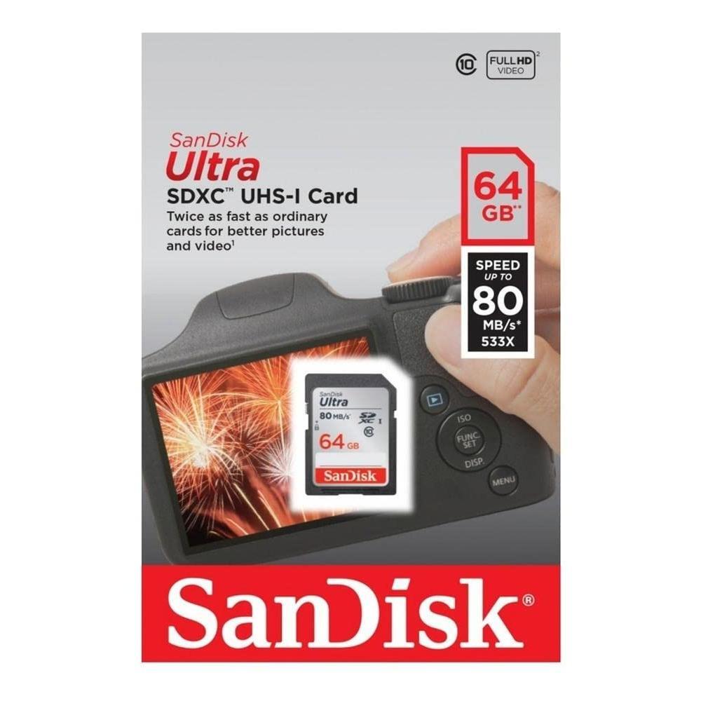 SanDisk Ultra 64GB Class 10 SDXC UHS-I Memory Card up to 80MB/s (SDSDUNC-064G-GN6IN)