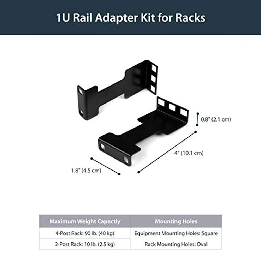 StarTech.com Server Rack Depth Extender - 1U - 4in / 10 cm - TAA Compliant - Recessed Rack Adapter - Rack Mount Adapter Kit - Network Rack Extender (RDA1U)