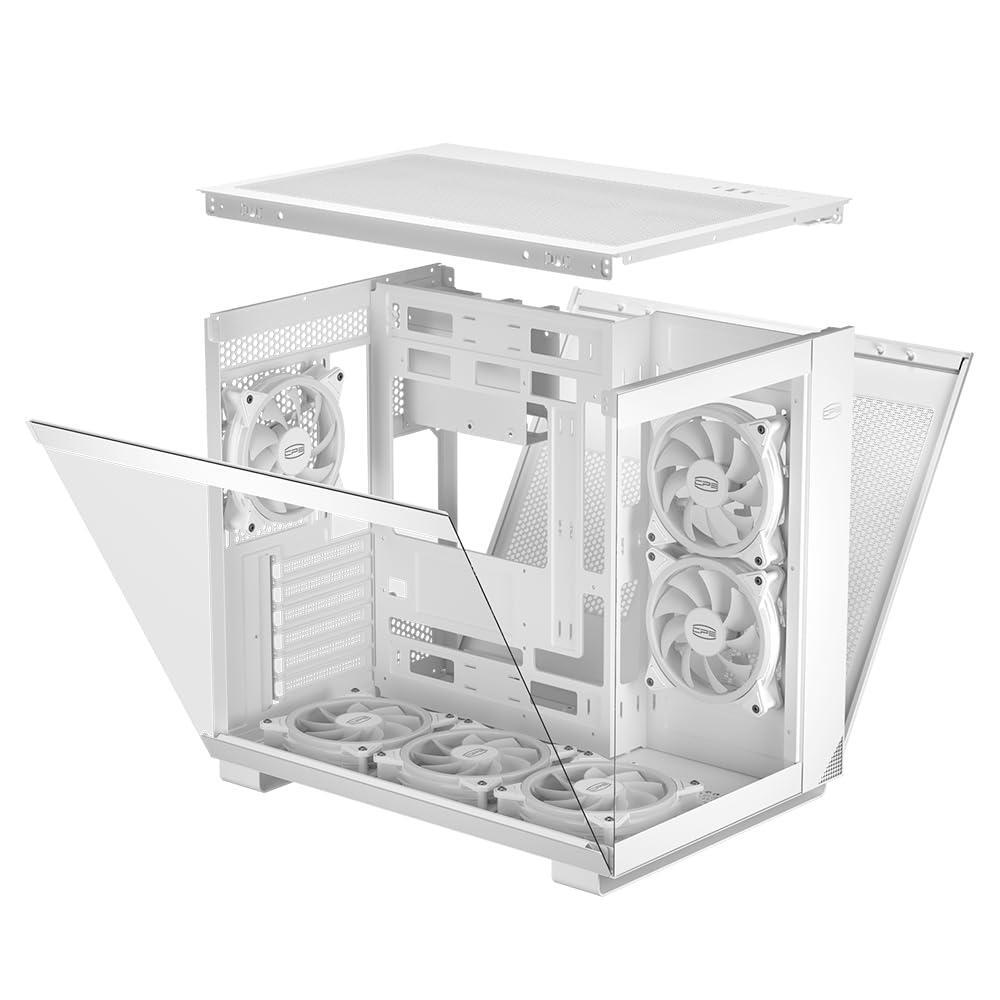 PCCOOLER CPS - C3 T500 ARGB White - Mid Tower - Gaming Desktop Case with 6 ARGB Fans - ATX/M-ATX/ITX - 270 Column Free Panoramic View - 360MM Radiator & 400MM GPU Support (C3-T500WHD6-GL)