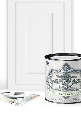 ALL-IN-ONE Paint by Heirloom Traditions, Cashmere (True White), Quart - Durable cabinet and furniture paint. Built in primer and top coat, no sanding needed. Includes our 30 featured color card.