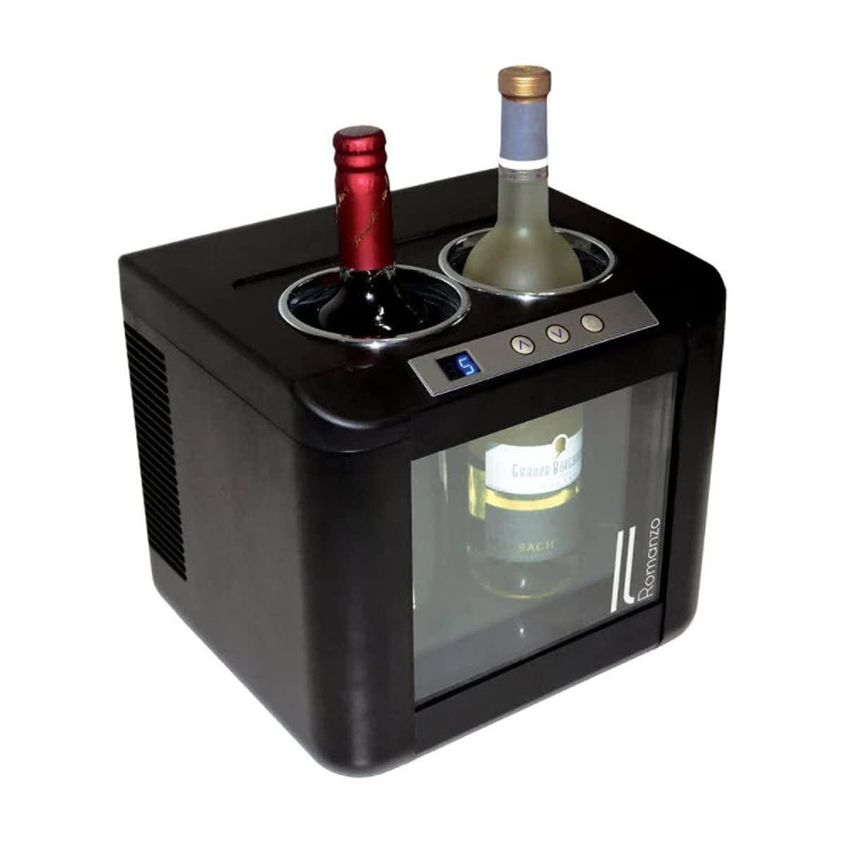 Vinotemp IL-OW002 Wine Chiller Refrigerator with Open Countertop Freestanding Design Electric Cooler with Adjustable Temperature Control, 2-Bottle, Black