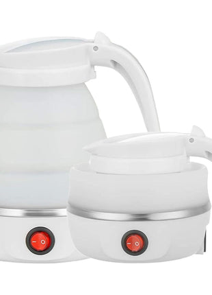Travel Kettle Small Foldable Portable Kettle,Silicone Collapsible Tea Pot for Camping,Easy for Storage (White1)