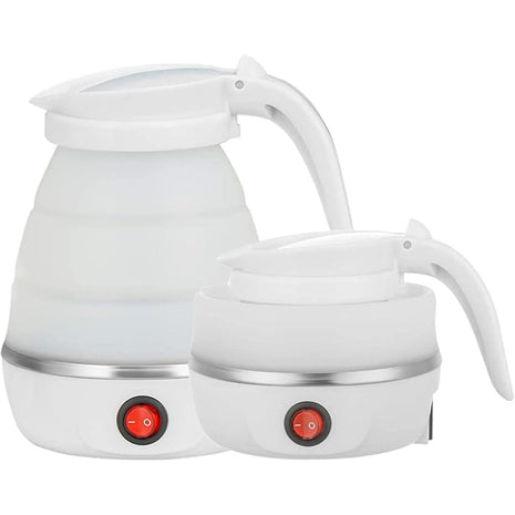 Travel Kettle Small Foldable Portable Kettle,Silicone Collapsible Tea Pot for Camping,Easy for Storage (White1)