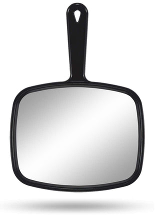 PROTECLE Hand Mirror, 10.3 inch L x 7.4 inch W Salon Barber Hairdressing Handheld Mirror with Handle, Square Black