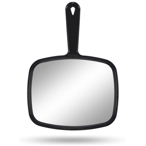 PROTECLE Hand Mirror, 10.3" L x 7.4" W Salon Barber Hairdressing Handheld Mirror with Handle, Square Black