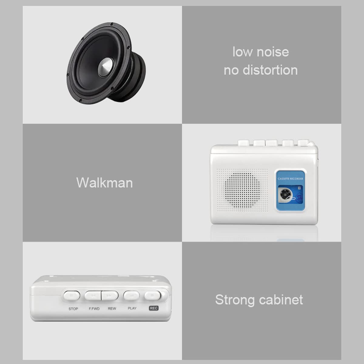 TOMASHI Portable Cassette Player Tape Recorder with Built-in Speaker,Microphone,Headphone Jack-, 4.57 x 3.54 x 1.38inch