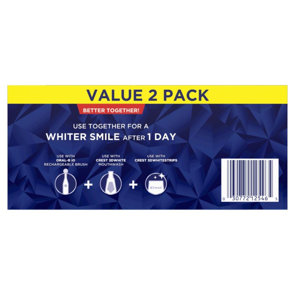 Crest 3D White Advanced Teeth Whitening Toothpaste, Radiant Mint, 3.3 oz, Pack of 2
