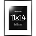 Homeforia Black 11x14 Picture Frame, High End Metal 11x14 Poster Frames with Mat 8x10, 11 x 14 Black Frame Matted to 8 x 10 inch Photo, 11 by 14 Thin Hanging Frames, Tempered Glass, Wall Kit, Set of 1