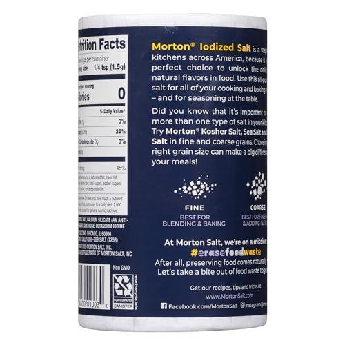 Morton Iodized Salt, All-Purpose, (26 oz), 2-Pack - All-Purpose, Perfect for Cooking & Table Use