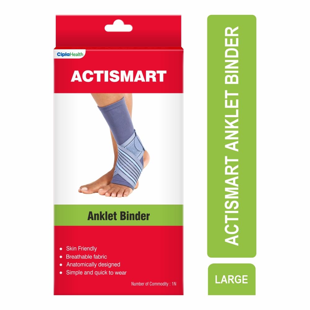 Cipla ACTISMART Anklet Binder | Ankle Binder For Women & Men | Ankle Support For Sports | Promotes Blood Circulation & Provides Support | Large