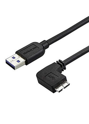 StarTech.com 0.5m 20in Slim Micro USB 3.0 Cable M/M - Right-Angle Micro-USB - USB 3.0 A to Micro B - Angled Micro USB 3.1 Gen 1 5Gbps (USB3AU50CMRS) , Black