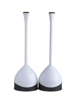Clorox Toilet Plunger with Hideaway Caddy, Set of 2 – for Bathroom Organization and Storage, Bathroom Accessories, Toilet Unclogger, with Holder, White