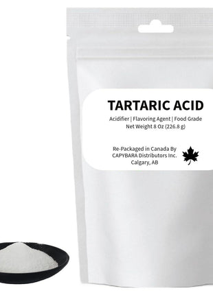 Tartaric Acid Food Grade - 8 Oz (226.8 g) - Used In Making Wine Cider Mead Beer Baking - Sold by CAPYBARA Distributors Inc.