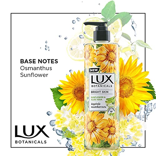 Lux Botanicals Body Wash, Sunflower & Aloe Vera, Shower Gel for Women, 100% Natural Extracts, Gives Bright Skin, Paraben Free, 450 ml