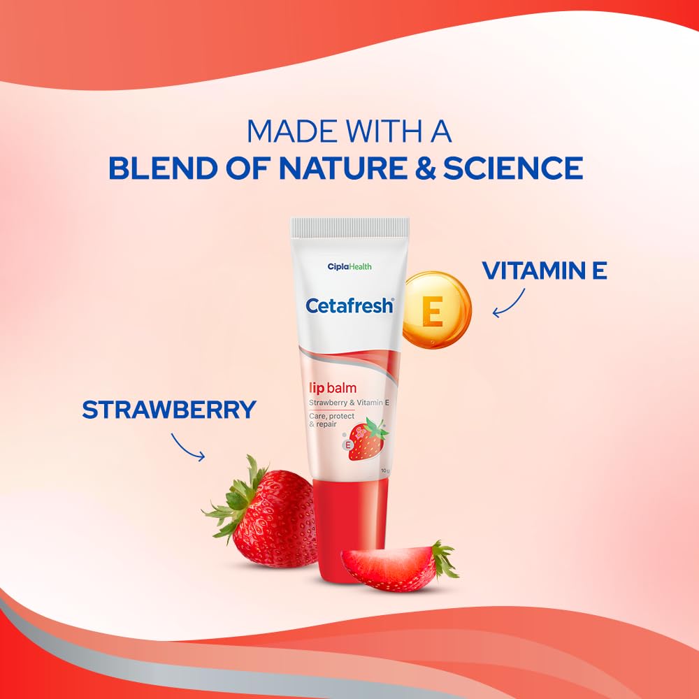 Cetafresh Lip Balm Strawberry with VItamin E 10GM | Jar of 24