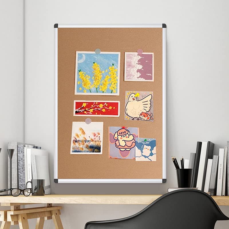 VIZ-PRO Cork Notice Board, 36 X 24 Inches, Silver Aluminium Frame