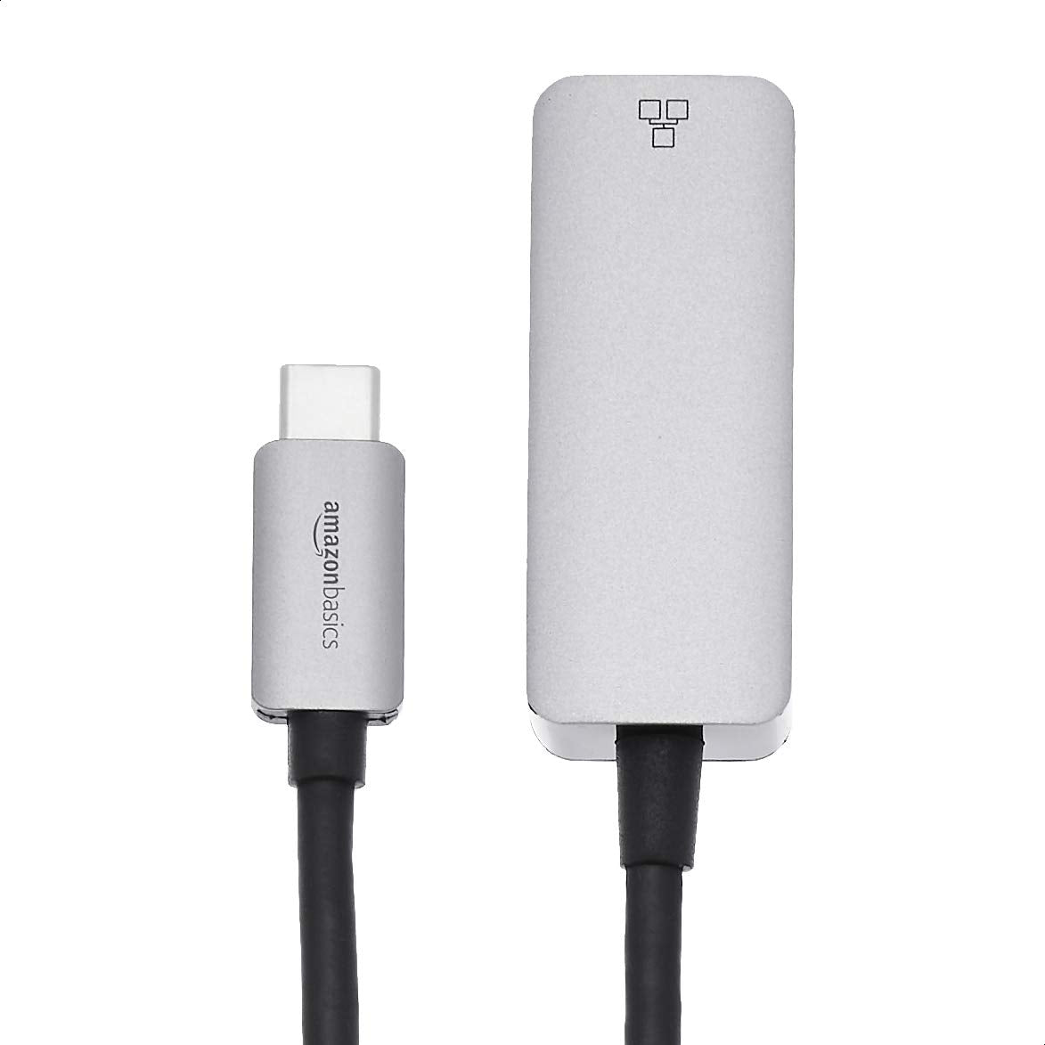 Amazon Basics Aluminum USB-C to RJ45 Gigabit Ethernet Adapter, Fast Network, Grey, 2.07 x 0.81 x 0.6 inches
