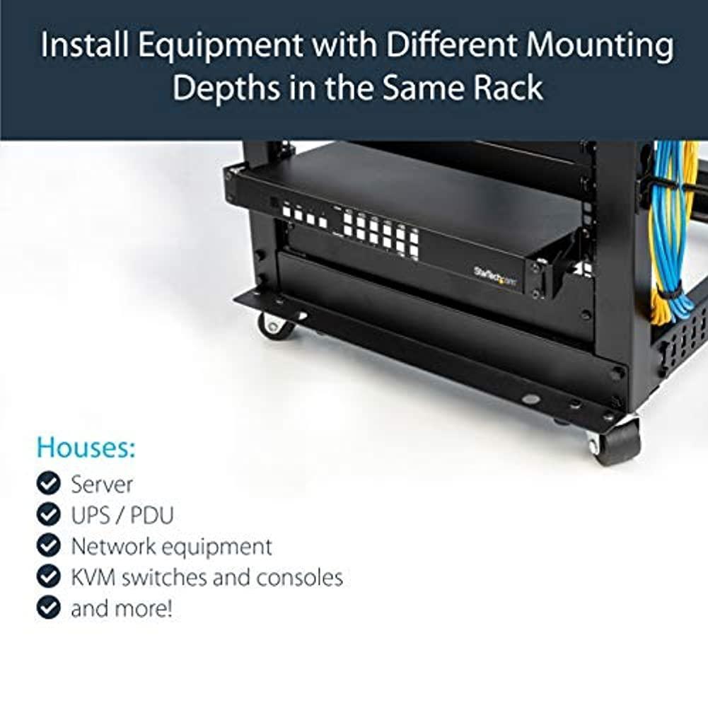 StarTech.com Server Rack Depth Extender - 1U - 4in / 10 cm - TAA Compliant - Recessed Rack Adapter - Rack Mount Adapter Kit - Network Rack Extender (RDA1U)