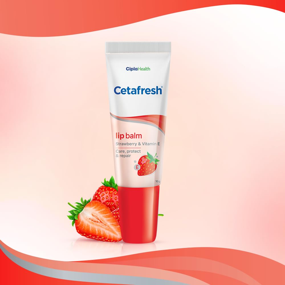 Cetafresh Lip Balm Strawberry with VItamin E 10GM | Jar of 24