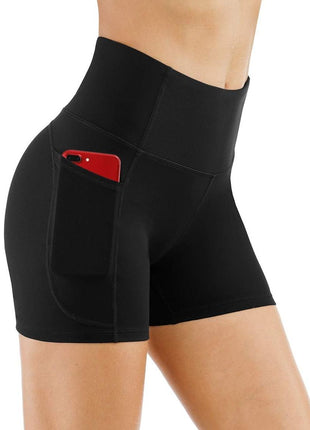 THE GYM PEOPLE High Waist Yoga Shorts for Women Tummy Control Fitness Athletic Workout Running Shorts with Deep Pockets (Medium, Black)
