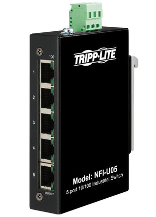 Tripp Lite Industrial 5 Port Ethernet Network Switch 10/100 Mbps -40° to 167°F Temperature Range Unmanaged Splitter TAA Compliant DIN Mount (NFI-U05)