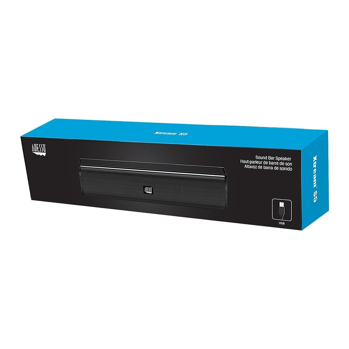 Adesso Xtream S5 USB Sound Bar Speaker for PC Desktop 5W x 2, Black