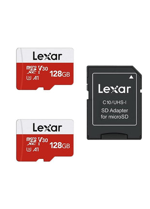 Lexar E-Series 128GB Micro SD Card 2 Pack, microSDXC UHS-I Flash Memory Card with Adapter, 100MB/s, C10, U3, A1, V30, Full HD, 4K UHD, High Speed TF Card