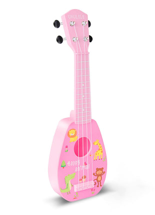 YOLOPARK 17 inch Kids Toy Guitar for Girls Boys, Mini Toddler Ukulele Guitar with 4 Strings Keep Tones Can Play for 3, 4, 5, 6, 7 Year Old Kids Musical Instruments Educational Toys for Beginner (Pink)