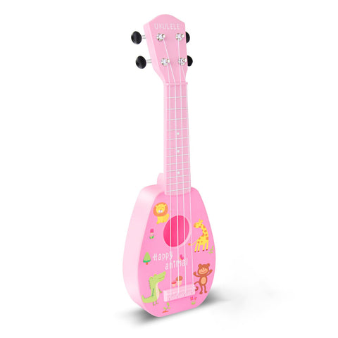 YOLOPARK 17 inch Kids Toy Guitar for Girls Boys, Mini Toddler Ukulele Guitar with 4 Strings Keep Tones Can Play for 3, 4, 5, 6, 7 Year Old Kids Musical Instruments Educational Toys for Beginner (Pink)