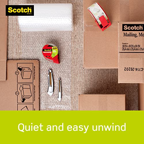 Scotch Sure Start Shipping Packaging Tape, 1.88" x 54.6 yd, Designed for Packing, Shipping and Mailing, Quiet Unwind, No Splitting or Tearing, 3" Core, Clear, 1 Roll (345)
