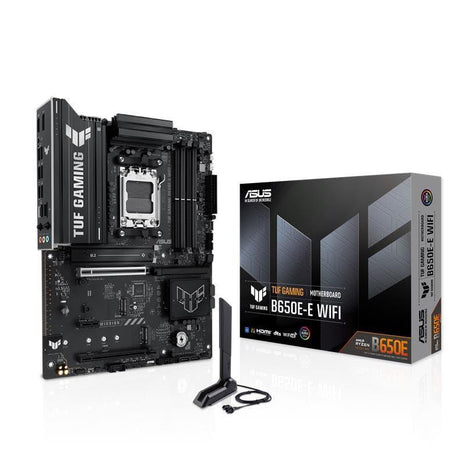 ASUS TUF GAMING B650E-E WIFI AMD AM5 B650 ATX motherboard, 8+2+1 80A DrMOS stage, DDR5, PCIe 5.0 Ready, 3x M.2, Wi-Fi 6E, 2.5 Gb LAN, DisplayPort, HDMITM, USB 20Gbps Type-C®, BIOS FlashBackTM, Aura Sync