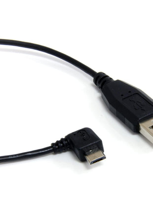 StarTech 6ft USB-A to Micro-B Cable - Right-Angle - Black (UUSBHAUB6RA) | USB 2.0, Male to Male, 90 degree, Up to 480Mbps, Molded connectors with strain relief, USB-A male to 90 degree Micro B male