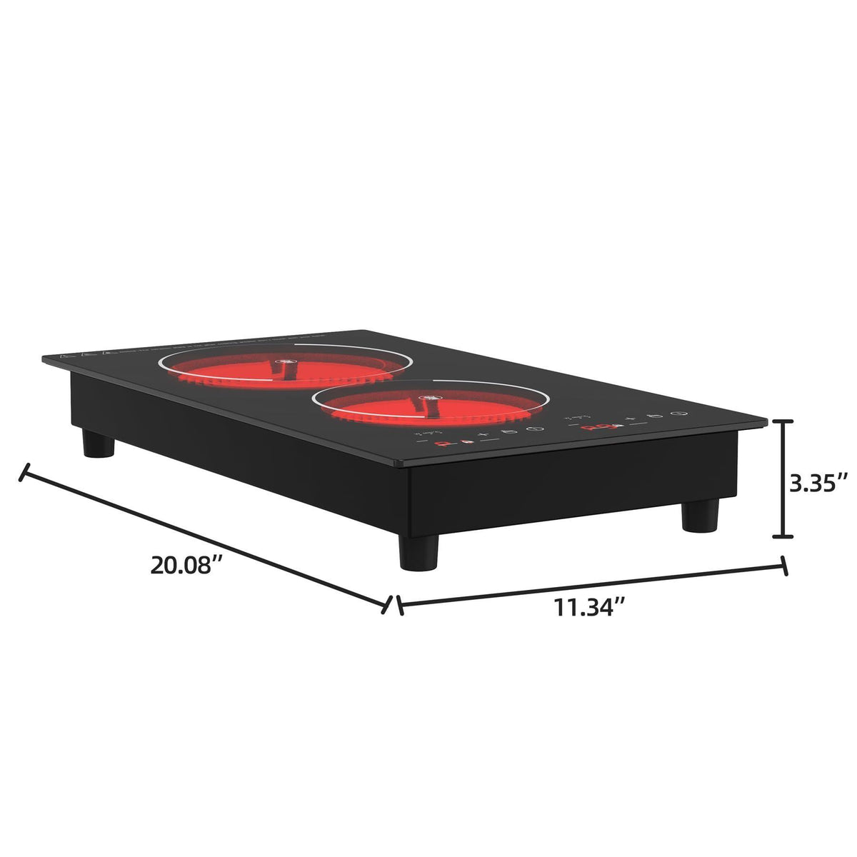 VBGK Electric Cooktop,12 Inch Built-in Radiant Electric Stove Top,110V 2100W 2 burner cooktop With 9 Heating Level, Timer & Kid Safety Lock, Sensor Touch Control 2 burner Induction Cooktop