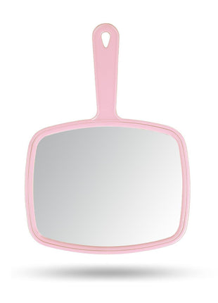 Gladmart 10.3" L x 7.4" W Hand Mirror with Handle, Pink | Salon Mirror Hand Held, Hanging Mirror, Hand Mirror for Men and Women, Shaving and Makeup, Distortion-Free, Barber Mirror
