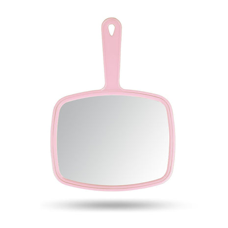 Gladmart 10.3" L x 7.4" W Hand Mirror with Handle, Pink | Salon Mirror Hand Held, Hanging Mirror, Hand Mirror for Men and Women, Shaving and Makeup, Distortion-Free, Barber Mirror