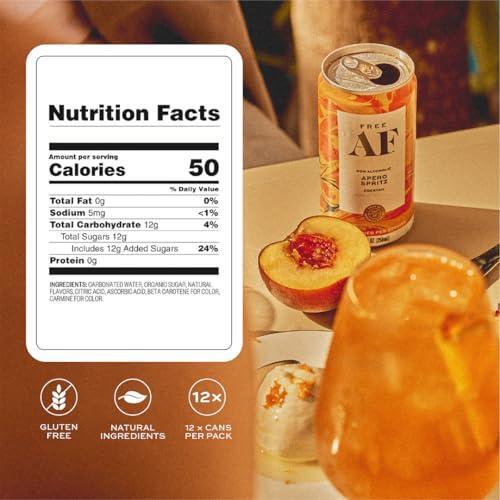 AF Drinks Non-Alcoholic Apero Spritz | Alcohol Alternative Sparkling Cocktails with AFTERGLOW Botanical Warmth | Gluten-Free, Low-Calorie | 8.4 oz Cans (12-Pack)