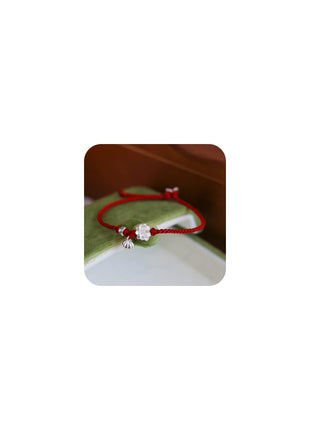 Sdouefos Lotus Flower Bracelet 925 Sterling Silver for Women, Handmade Braided Rope Red String Adjustable Lady Jewelry Red Protection Bracelet for Women Buddhist Spiritual Lucky Amulet Gift
