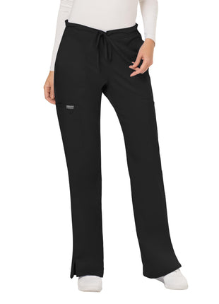 Cherokee WW Revolution Women's Mid Rise Straight Leg Pull-on Pant,D3Pewter,Medium Black