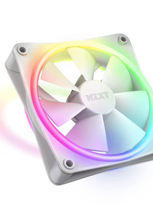NZXT F120 RGB Duo - 120mm Dual-Sided RGB PC Case Fan - White | 120mm dual-sided RGB fan with 20 addressable LEDs. Balanced airflow and static pressure, CAM-synced lighting.