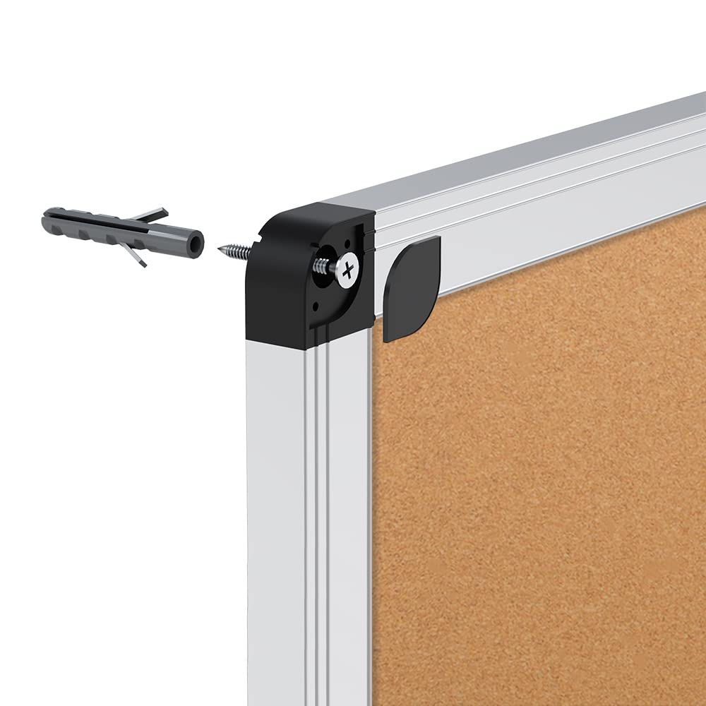 VIZ-PRO Cork Notice Board, 36 X 24 Inches, Silver Aluminium Frame